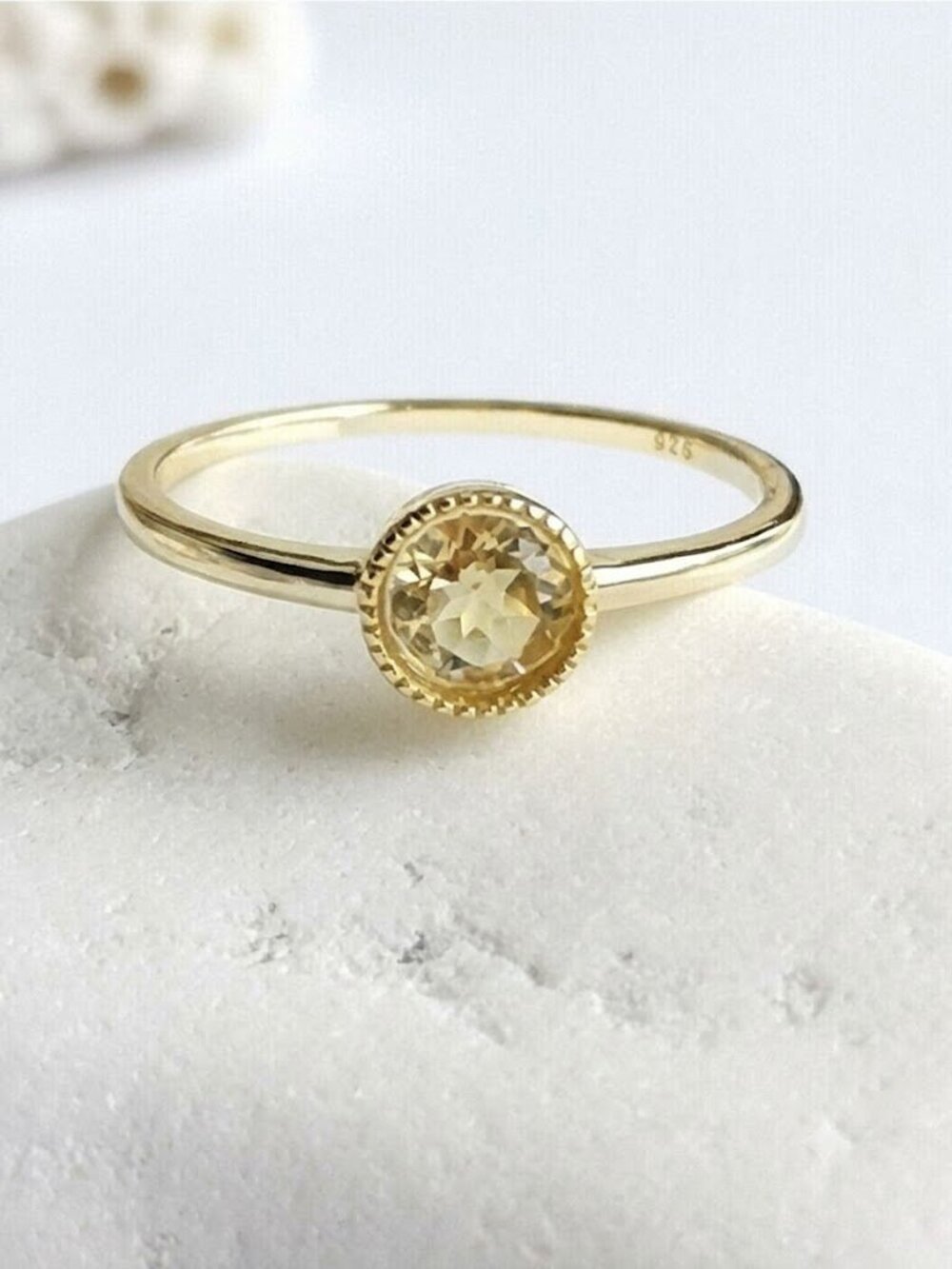 Citrine Ring 14k Gold on Sterling Silver Size 7 Stacking 🆕
